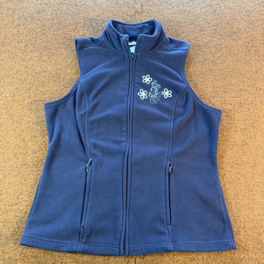 Disney Parks Disneyland Minnie Mouse Fleece Vest Navy Blue Full Zip Womens M